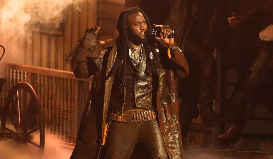 Shaboozey performs during the MTV Video Music Awards on Sunday, Sept. 27, 2026, at the Peacock Theater in Los Angeles. (AP Photo/Chris Pizzello)