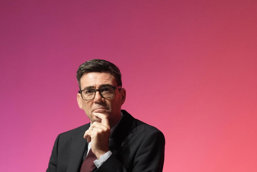 Prime Minister Andy Burnham looks on, during the Labour Party Conference at the ACC Liverpool, in Liverpool, England, Sunday Sept. 27, 2026. (Stefan Rousseau/PA via AP)