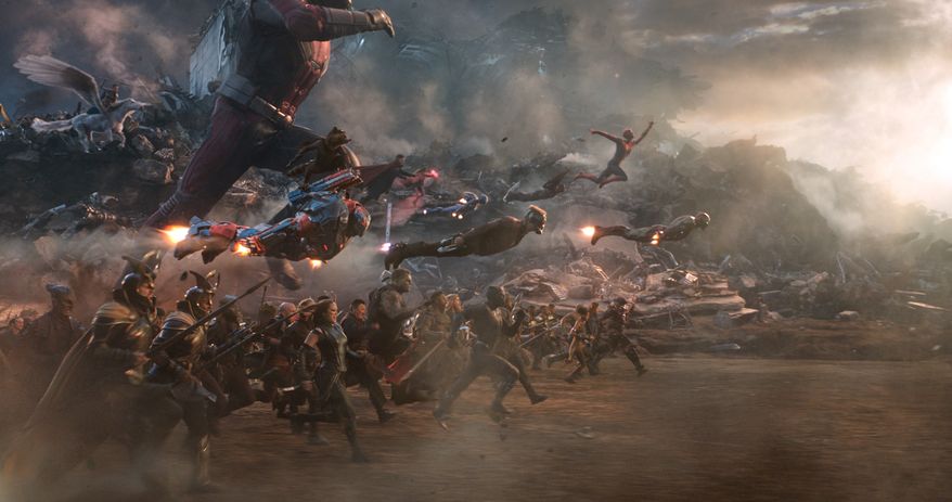 This image released by Marvel Studios shows a scene from "Avengers: Endgame." (Marvel Studios/Disney via AP)