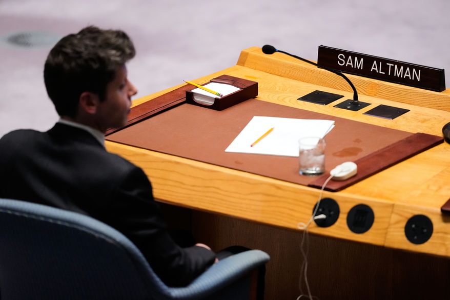 Sam Altman, CEO of OpenAI, listens during a Security Council meeting on artificial intelligence at the 81st session of the United Nations General Assembly at United Nations headquarters, Wednesday, Sept. 23, 2026. (AP Photo/Yuki Iwamura)