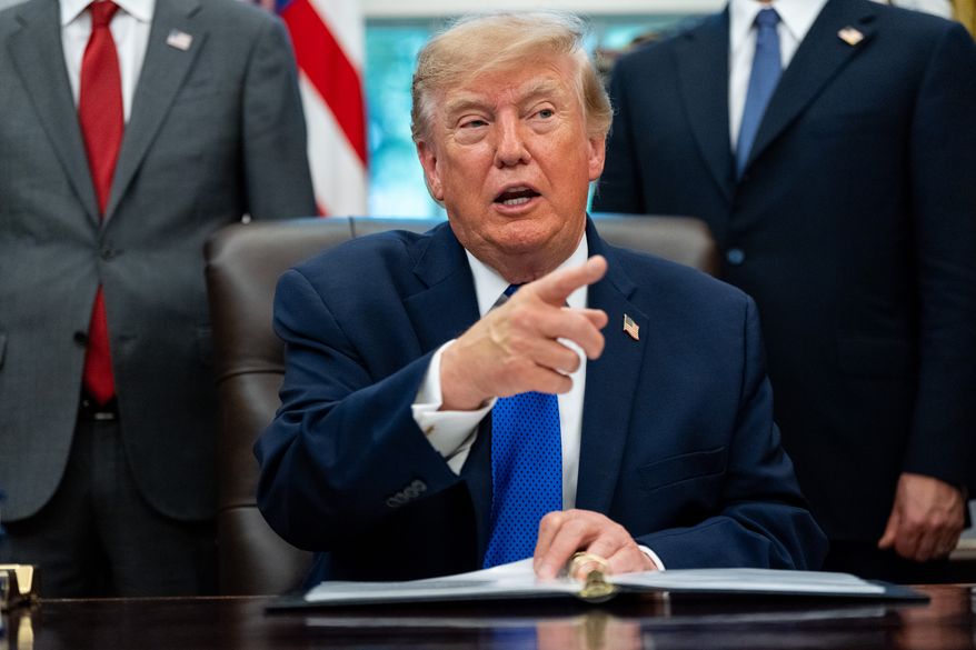 President Donald Trump speaks in the Oval Office of the White House, Monday, Sept. 28, 2026, in Washington. (AP Photo/Alex Brandon)