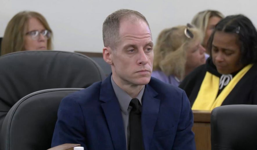 Caleb Flynn listens to court proceedings inside the Miami County Court of Common Pleas on Monday, Sept. 28, 2026, in Troy, Ohio. (AP Photo, Pool)
