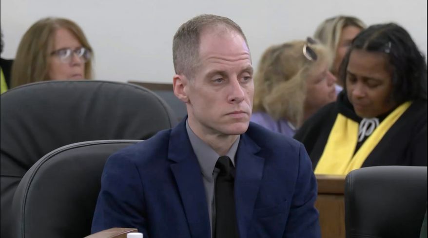 Caleb Flynn listens to court proceedings inside the Miami County Court of Common Pleas on Monday, Sept. 28, 2026, in Troy, Ohio. (AP Photo, Pool)
