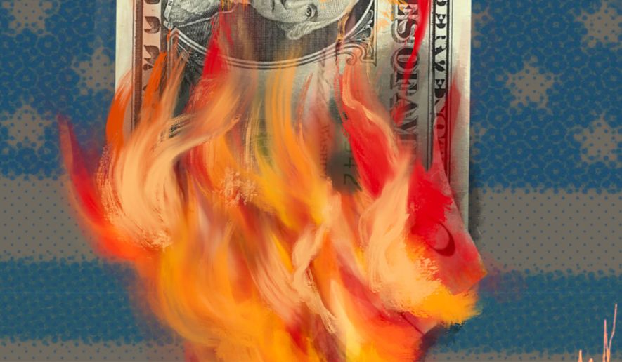 Inflation and the U.S. Federal Reserve illustration by Linas Garsys / The Washington Times