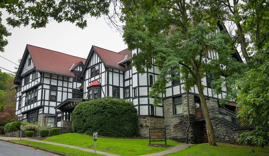 The Chi Phi fraternity house at Cornell University in Ithaca, N.Y., Monday, Sept. 28, 2026. (AP Photo/Heather Ainsworth)