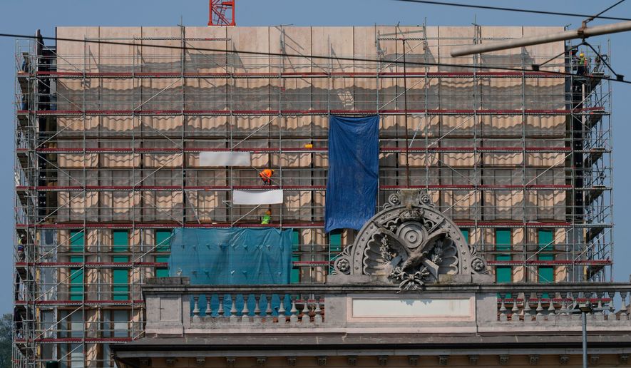 FILE - A view of the construction site of the new U.S. Consulate in Milan, Italy, on June 8, 2026. (AP Photo/Antonio Calanni, File)