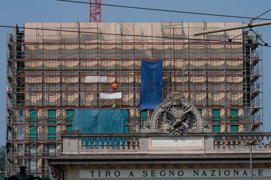 FILE - A view of the construction site of the new U.S. Consulate in Milan, Italy, on June 8, 2026. (AP Photo/Antonio Calanni, File)
