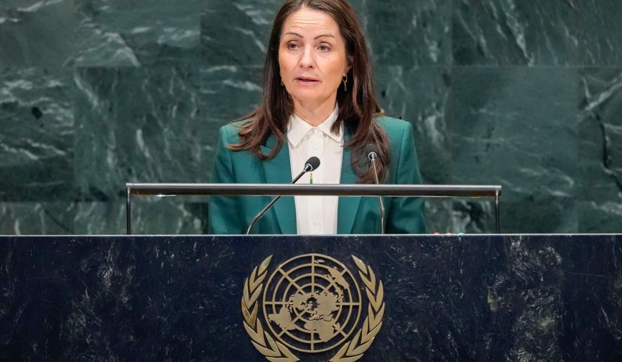 Denmark's Permanent Representative to the United Nations Christina Markus Lassen addresses the 81st session of the United Nations General Assembly at United Nations headquarters, Monday, Sept. 28, 2026. (AP Photo/Yuki Iwamura)