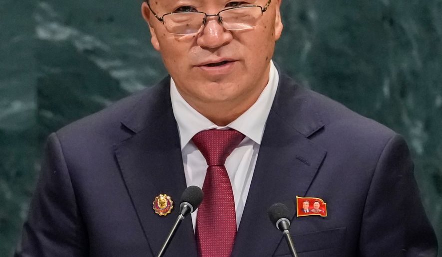 North Korea's Vice Minister of Foreign Affairs Kim Son Gyong addresses the 81st session of the United Nations General Assembly at United Nations headquarters, Monday, Sept. 28, 2026. (AP Photo/Yuki Iwamura)