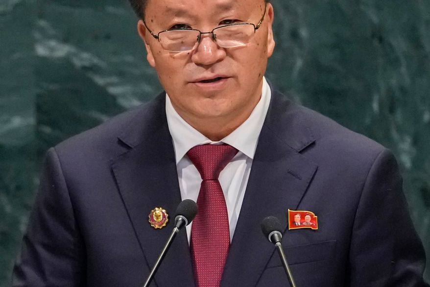 North Korea's Vice Minister of Foreign Affairs Kim Son Gyong addresses the 81st session of the United Nations General Assembly at United Nations headquarters, Monday, Sept. 28, 2026. (AP Photo/Yuki Iwamura)