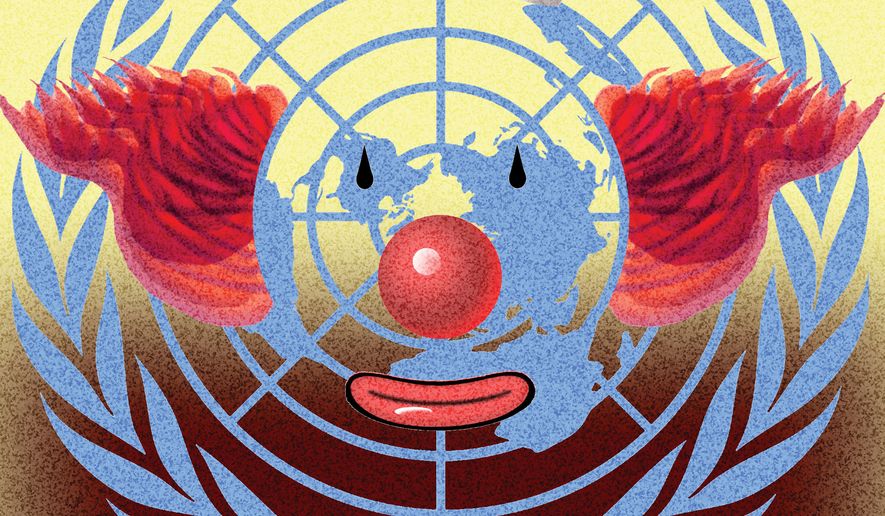 The United Nations' bureaucracy illustration by Alexander Hunter/The Washington Times