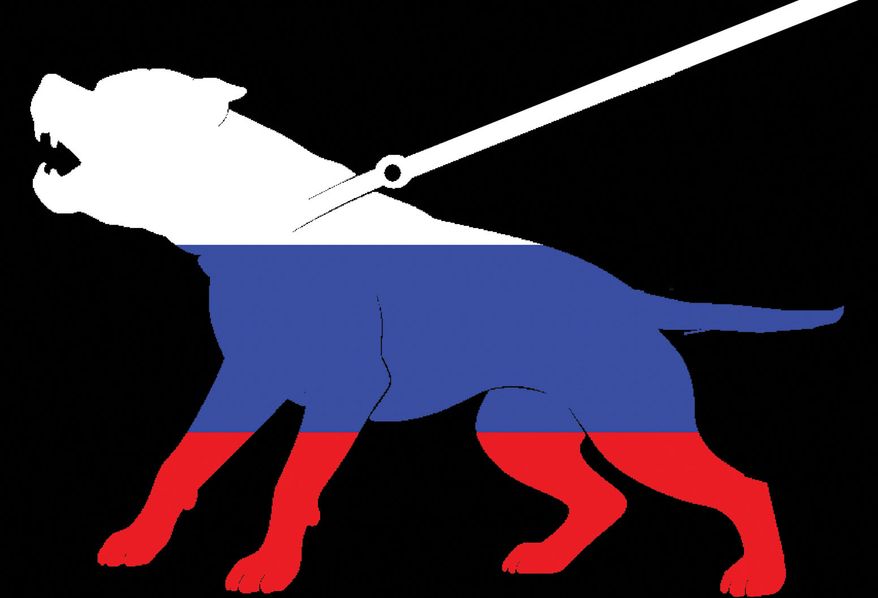 Russia's attack dog illustration by Alexander Hunter/The Washington Times