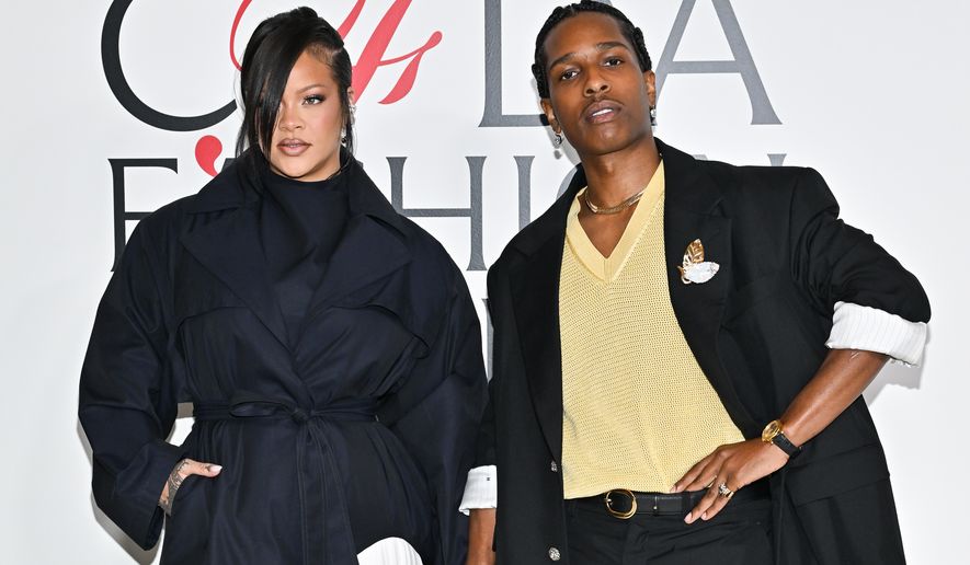 FILE - Rihanna, left, and A$AP Rocky appear at the CFDA Fashion Awards in New York on Nov. 3, 2025. (Photo by Evan Agostini/Invision/AP, File)