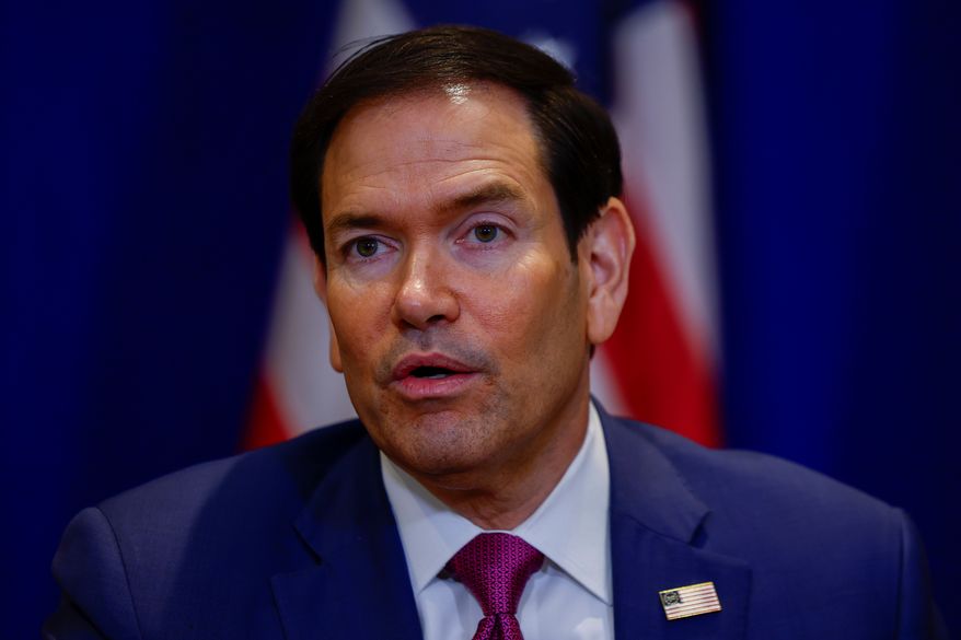 U.S. Secretary of State Marco Rubio speaks to members of the media during a signing ceremony on the sidelines of the 81st United Nations General Assembly in New York, Monday, Sept. 21, 2026. (Jeenah Moon, Pool Photo via AP)