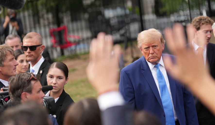 President Donald Trump speaks to reporters at the White House in Washington, Tuesday Sept. 29, 2026, after meeting with top executives of AI firms. (AP Photo/Jacquelyn Martin)