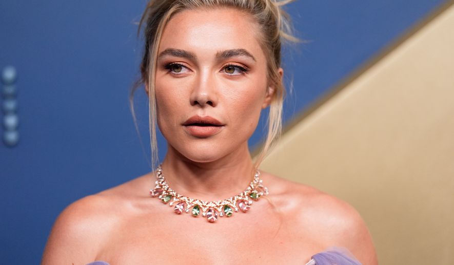 Florence Pugh arrives at the 78th Emmy Awards on Monday, Sept. 14, 2026, at the Peacock Theater in Los Angeles. (AP Photo/Mark J. Terrill)