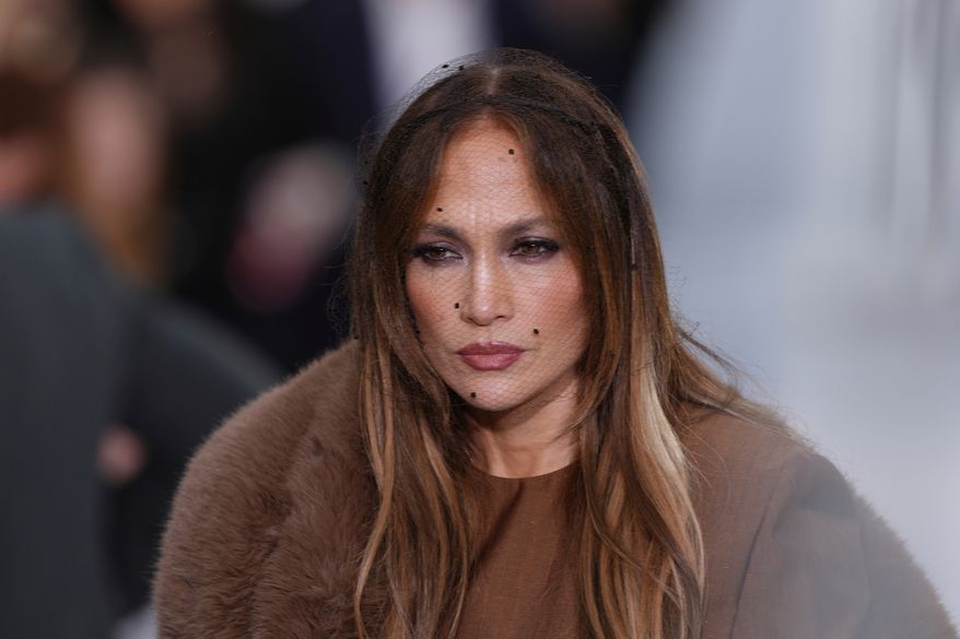 Jennifer Lopez arrives for the Stella McCartney Womenswear Spring Summer 2027 collection presented in Paris, France, Wednesday, Sept. 30, 2026. (AP Photo/Aurelien Morissard)