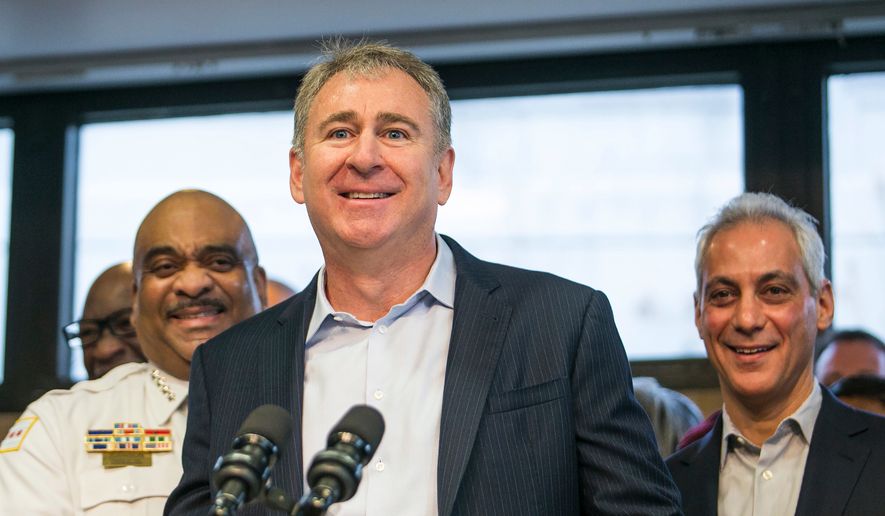 Chicago billionaire Ken Griffin speaks at a news conference in Chicago, April 12, 2018. (Ashlee Rezin/Chicago Sun-Times via AP, File)
