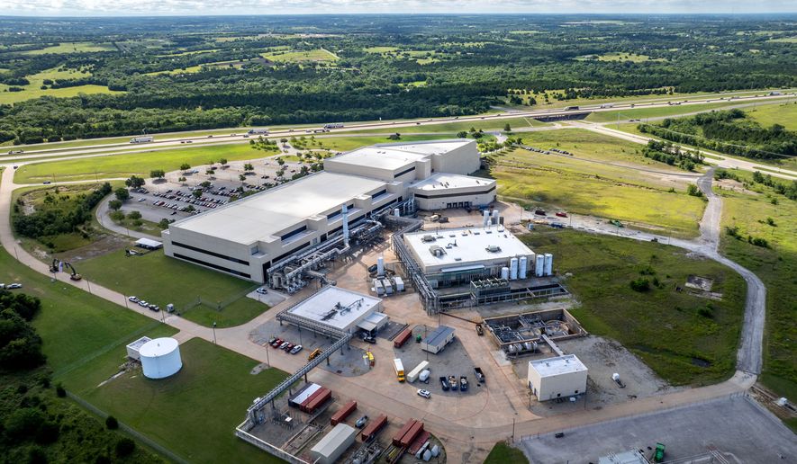 A Coherent manufacturing facility in Sherman, Texas, Tuesday, June 16, 2026. (AP Photo/Jeffrey McWhorter, File)