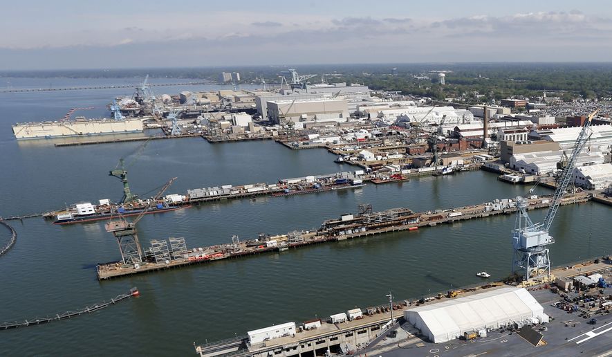 Newport News Shipbuilding is seen in Newport News, Va., on April 27, 2016. (AP Photo/Steve Helber) **FILE**