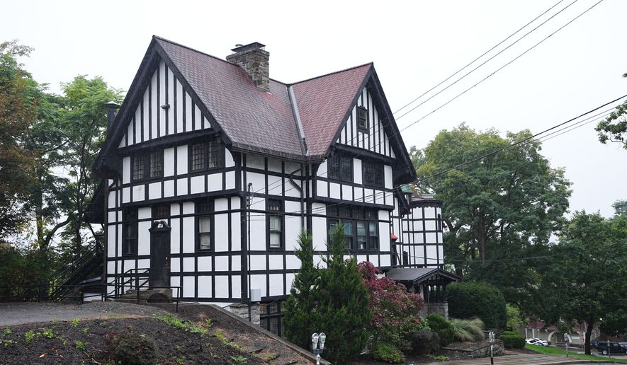 Shown is the the Chi Phi fraternity house at Cornell University in Ithaca, N.Y., Thursday, Oct. 1, 2026. (AP Photo/Matt Rourke)