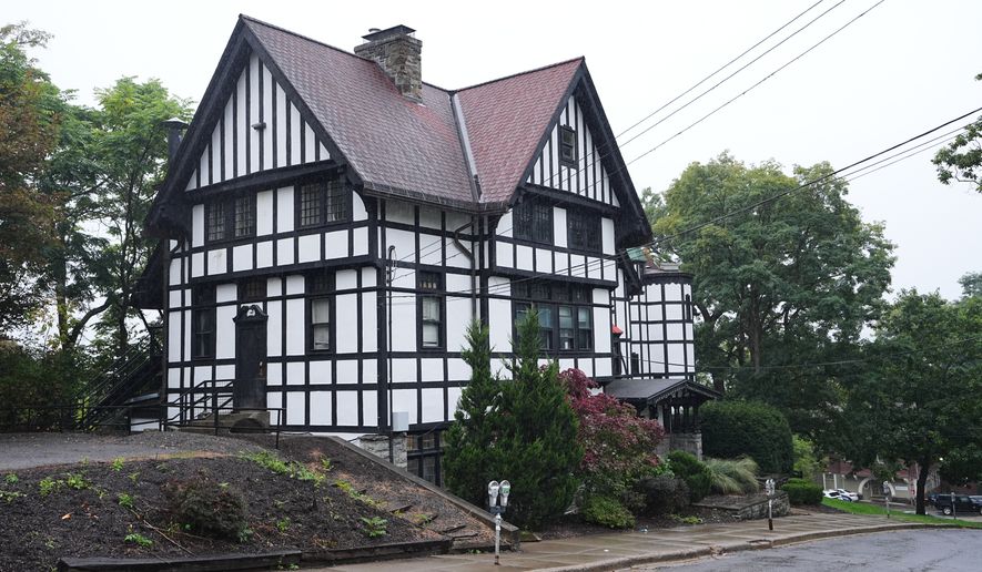 Shown is the the Chi Phi fraternity house at Cornell University in Ithaca, N.Y., Thursday, Oct. 1, 2026. (AP Photo/Matt Rourke)