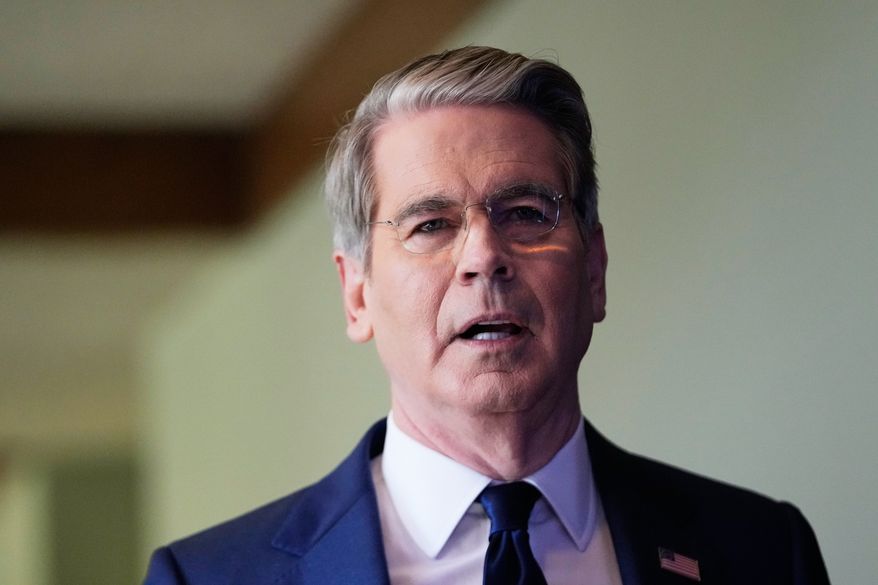 Treasury Secretary Scott Bessent speaks to reporters at the G20 Finance Ministerial in Asheville, N.C., Tuesday, Sept. 1, 2026. (AP Photo/Gerald Herbert)