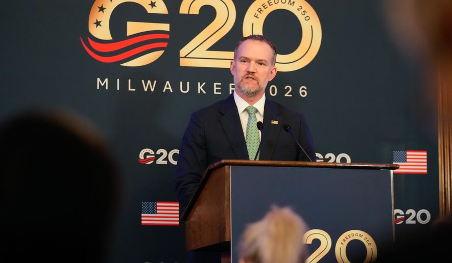 U.S. Trade Representative Jamieson Greer speaks during a press conference Thursday, Oct. 1, 2026, at the G20 Trade Ministerial in Milwaukee, Wis. (AP Photo/Kayla Wolf)