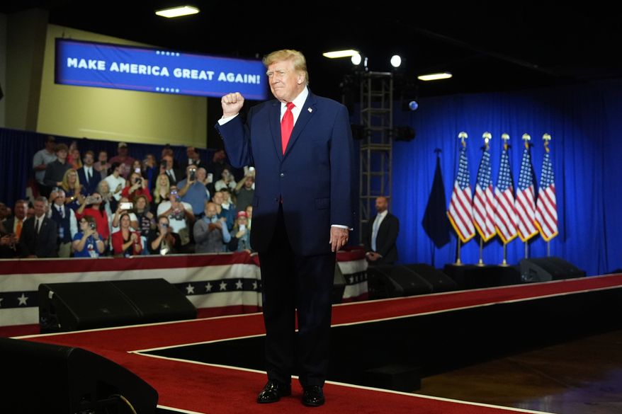 President Donald Trump arrives at a campaign rally at the Choctaw Event Center, Thursday, Oct. 1, 2026, in Durant, Okla. (AP Photo/Alex Brandon)