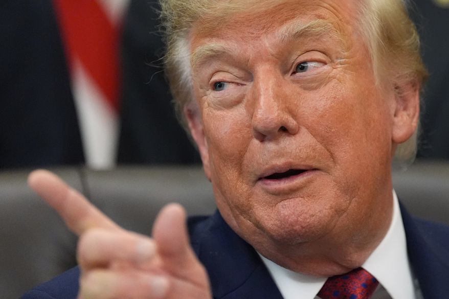 President Donald Trump speaks in the Oval Office of the White House, Wednesday, Sept. 30, 2026, in Washington. (AP Photo/Alex Brandon)