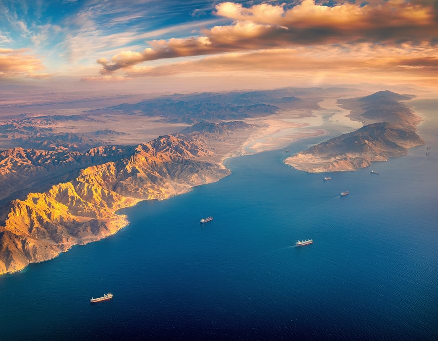 Bab-el-Mandeb Strait is a dramatic natural waterway connecting the Red Sea with the Gulf of Aden, located between Yemen on the Arabian Peninsula and Djibouti and Eritrea in the Horn of Africa. File photo credit: Abid Chishti 1165 via Shutterstock.