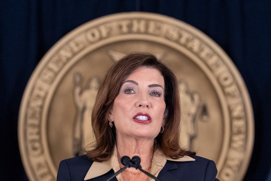 New York Governor Kathy Hochul speaks during a news conference, Friday, Oct. 2, 2026, in New York. (AP Photo/Yuki Iwamura)
