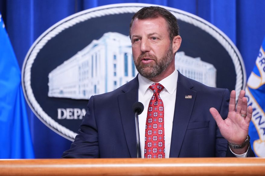 Secretary of Homeland Security Markwayne Mullin, speaks during a news conference at the Department of Justice, Wednesday Sept. 30, 2026, in Washington. (AP Photo/Jacquelyn Martin)