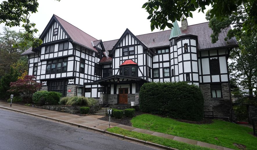 Shown is the the Chi Phi fraternity house at Cornell University in Ithaca, N.Y., Thursday, Oct. 1, 2026. (AP Photo/Matt Rourke)