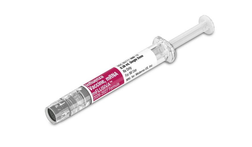 This image provided by Moderna in September 2026 shows the mFLUSIVA mRNA flu vaccine. (Moderna via AP)