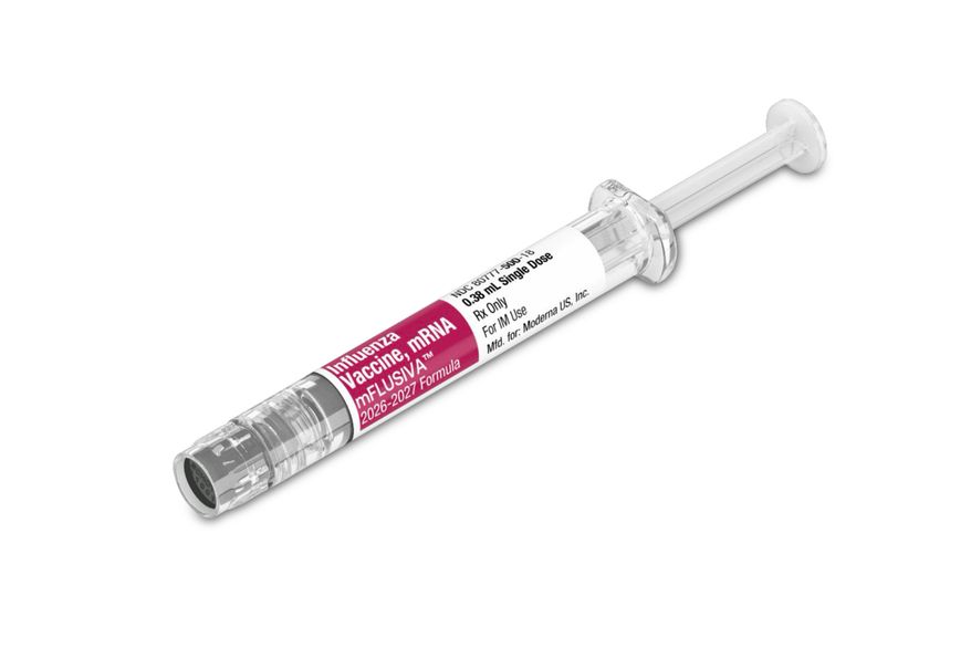 This image provided by Moderna in September 2026 shows the mFLUSIVA mRNA flu vaccine. (Moderna via AP)