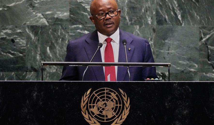 FILE - Guinea-Bissau President Umaro Sissoco Embalo addresses the 80th session of the United Nations General Assembly, Thursday, Sept. 25, 2025. (AP Photo/Richard Drew, File)