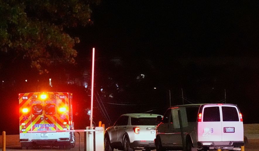 Emergency vehicles leave Riverbend Maximum Security Institution after the execution of Christa Pike was halted Wednesday, Sept. 30, 2026, in Nashville, Tenn. (AP Photo/George Walker IV)