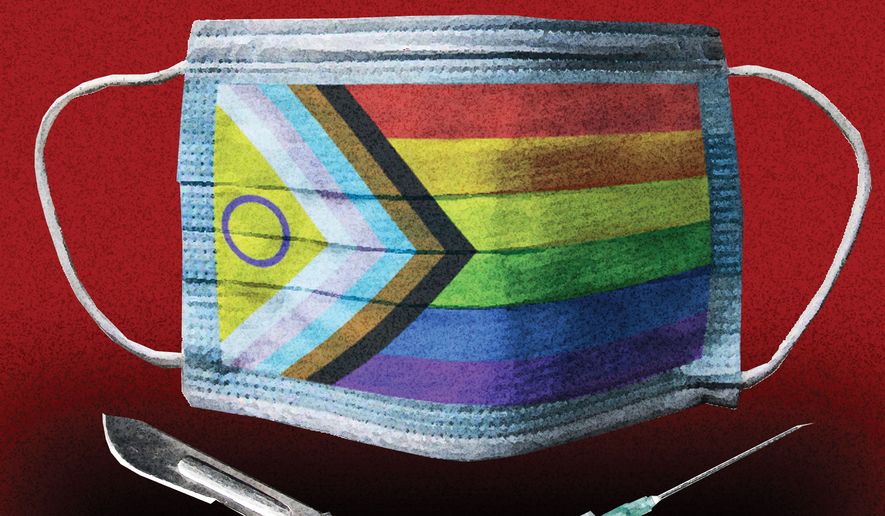 Genital surgeries and transgenderism illustration by Alexander Hunter/The Washington Times