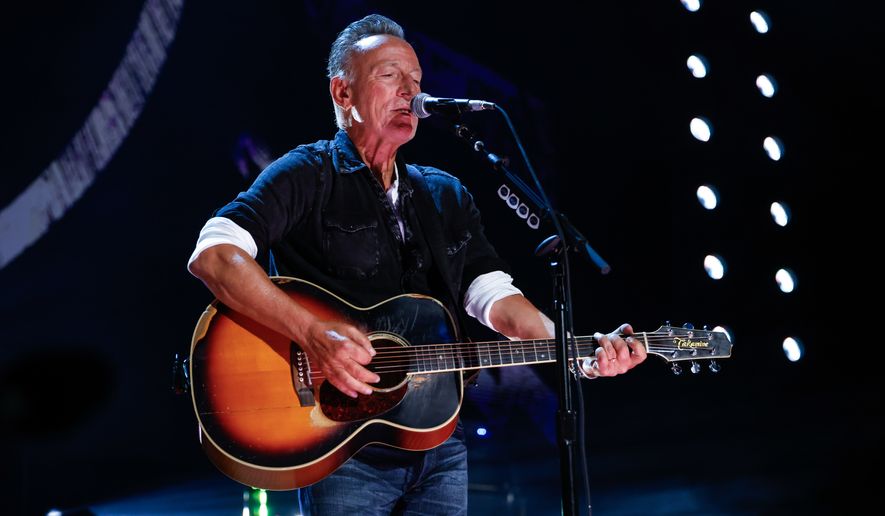Bruce Springsteen performs during the Power To The People Festival on Saturday, Oct. 3, 2026, in Columbia, Md. (AP Photo/Alyssa Piazza)