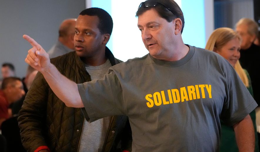 Troy Jackson, Democratic candidate for U.S. Senate, attends the Southern Maine Labor Council breakfast, Monday, Sept. 7, 2026, in South Portland, Maine. (AP Photo/Robert F. Bukaty)