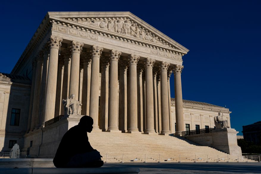 The Supreme Court is seen in Washington, late Thursday, Oct. 1, 2026, as the justices prepare to begin the new term next week. (AP Photo/J. Scott Applewhite)
