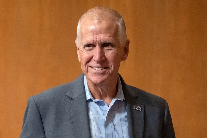 Sen. Thom Tillis, R-N.C., arrives for a hearing on Capitol Hill, July 30, 2026, in Washington. (AP Photo/Mark Schiefelbein, File)
