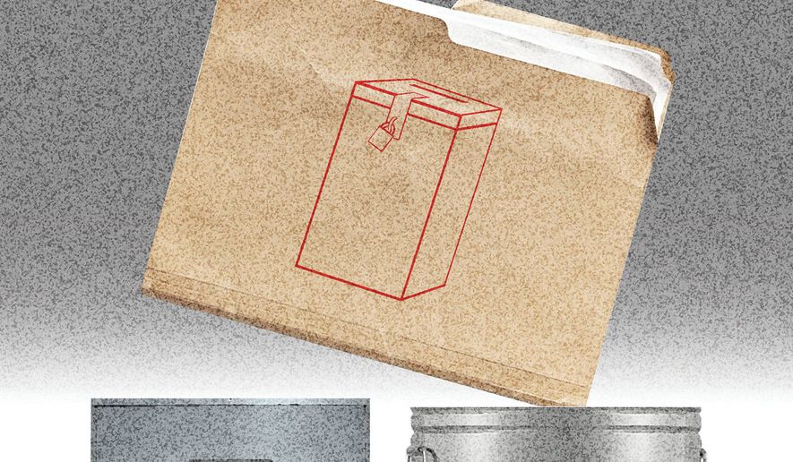 Throwing out election records illustration by Alexander Hunter/The Washington Times