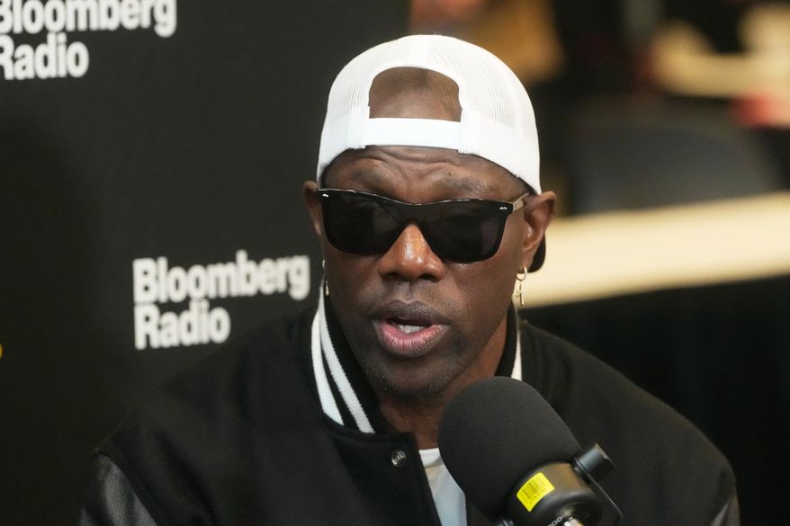 Former NFL football player Terrell Owens speaks at the NFL's Super Bowl Radio Row in San Francisco, Feb. 4, 2026. (AP Photo/Jeff Chiu, File)