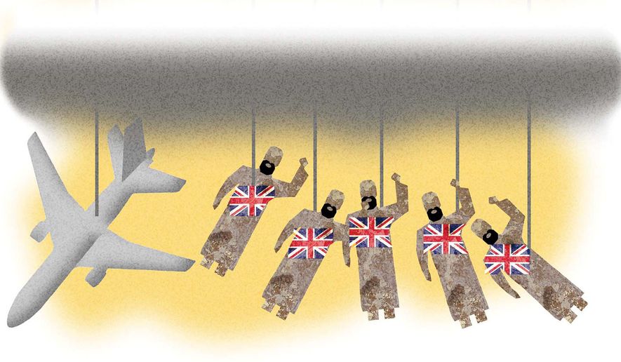 Iran's involvement in recent terrorist attacks illustration by Alexander Hunter/The Washington Times