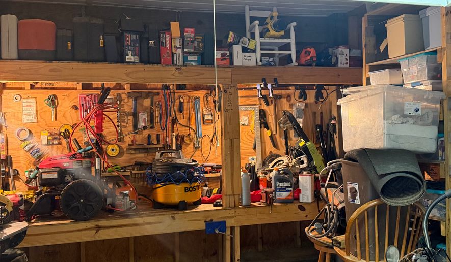 This photo taken with a smartphone and provided by Maranie Adams shows various belongings being stored on higher shelves ahead of the arrival of Tropical Storm Isaias on Wednesday, Oct. 7, 2026, in Gulf Shores, Ala. (Maranie Adams via AP)