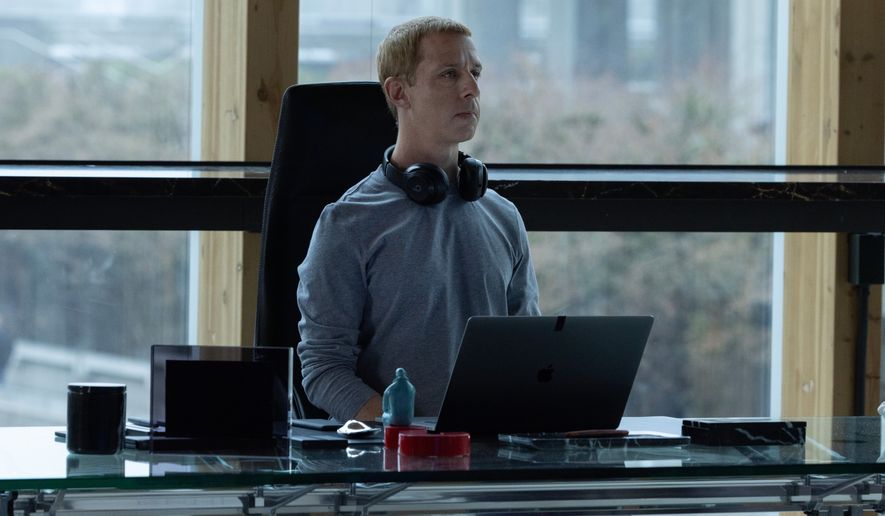 This image released by Sony Pictures shows Jeremy Strong as Mark Zuckerberg, in a scene from "The Social Reckoning." (Leah Gallo/Sony Pictures via AP)