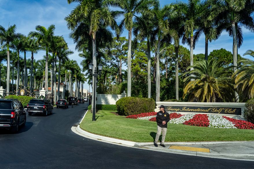 The motorcade for President Donald Trump arrives at Trump International Golf Club, Jan. 2, 2026, in West Palm Beach, Fla. (AP Photo/Alex Brandon, File)