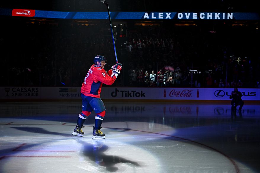 The Washington Capitals warming up before an NHL game against the Pittsburgh Penguins at Capital One Arena in Washington D.C., October 7, 2026. (Photo by All-Pro Reels for the Washington Times)